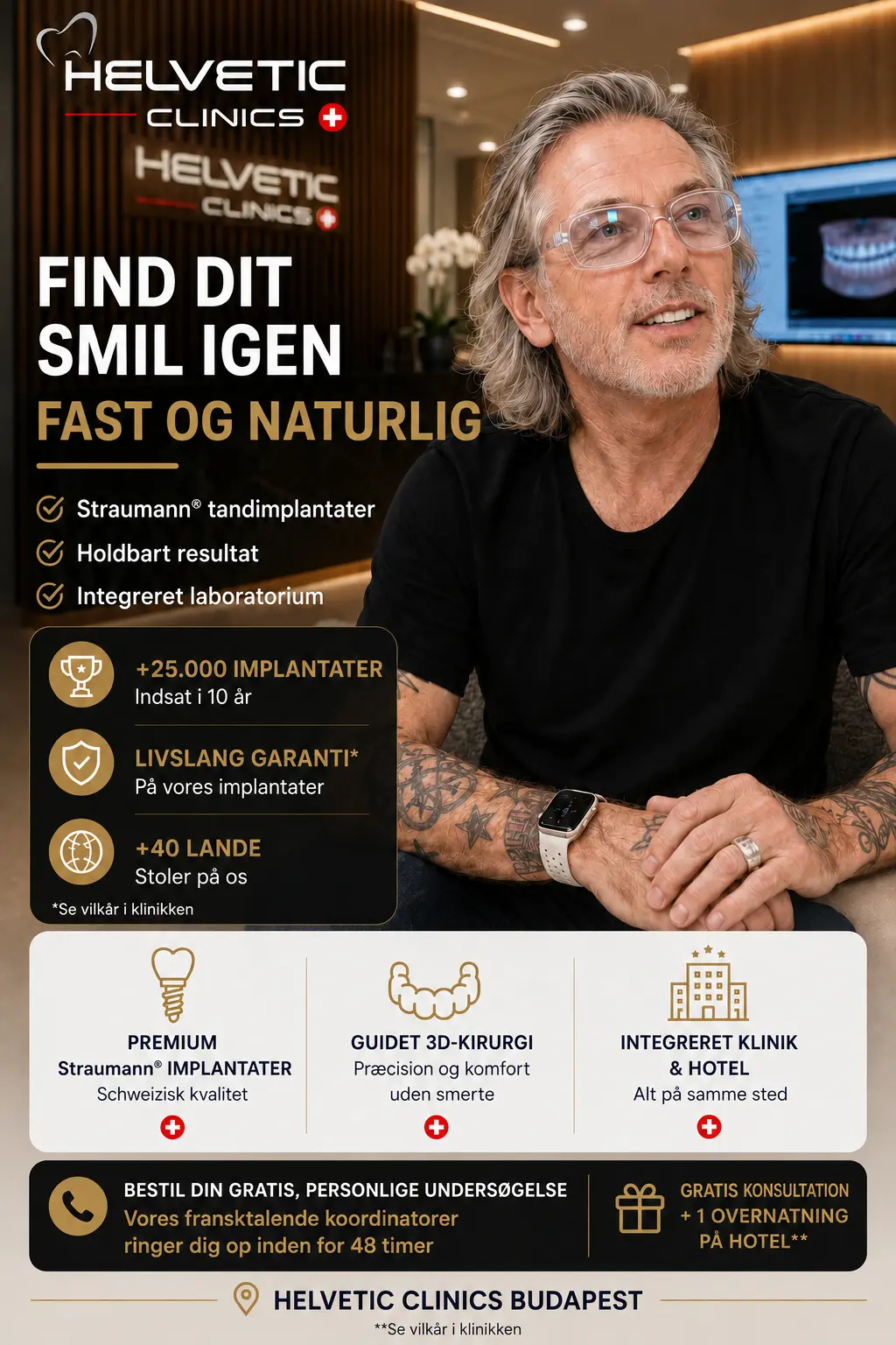 Straumann tandimplantater for et naturligt, fast smil hos Helvetic Clinics i Budapest – professionel tandbehandling af høj kvalitet.